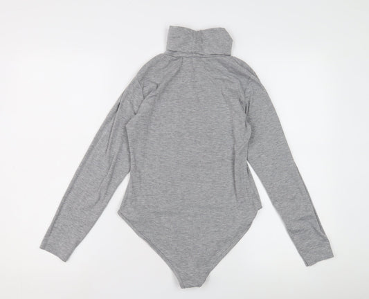 PrettyLittleThing Women's Grey Long Sleeve Roll Neck Bodysuit
