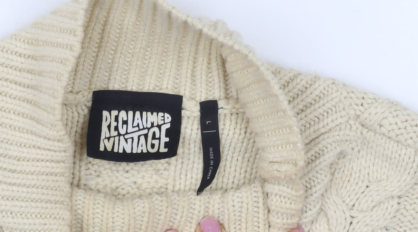Womens UK Size L Reclaimed Vintage Ivory Pullover Jumper