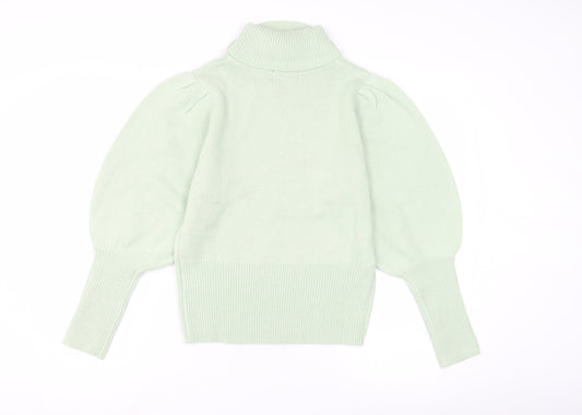AX Paris Women's Green Roll Neck Balloon Sleeve Jumper