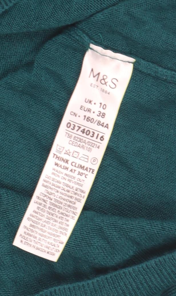 Womens UK Size 10 Marks and Spencer Green Pullover Jumper