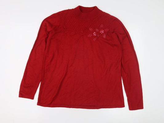 Womens UK Size M Bm collection Red Pullover Jumper