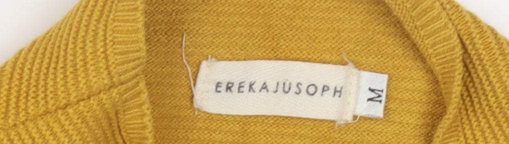 EREKAJUSOPH Women's Yellow Mock Neck Knit Jumper M