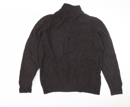 Marks and Spencer Men's Wool High Neck Pullover, Medium, Brown