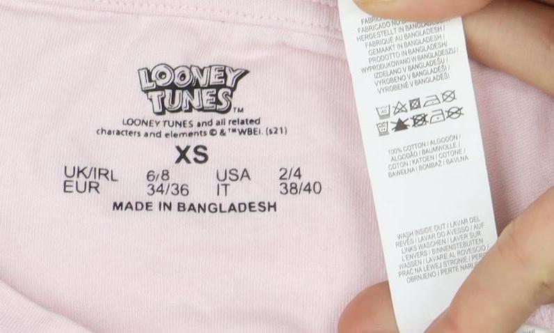 Womens UK Size XS Looney Tunes Pink Basic T-Shirt