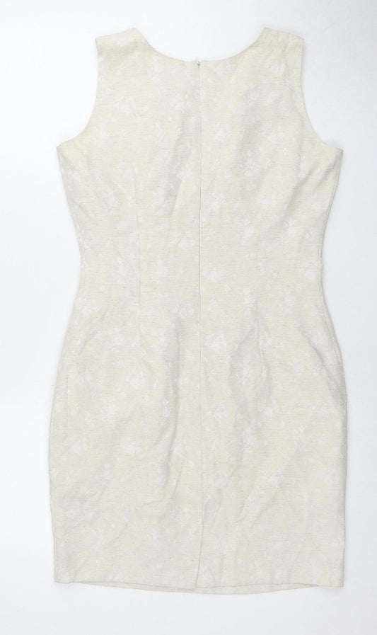 C&A Women's Ivory Sheath Dress, Size 12, Round Neck