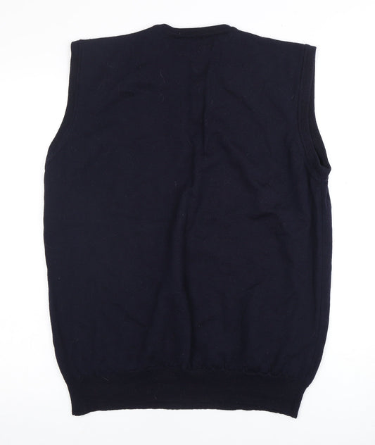 MAINE Men's Blue Wool Vest XL, V-Neck Casual Knit