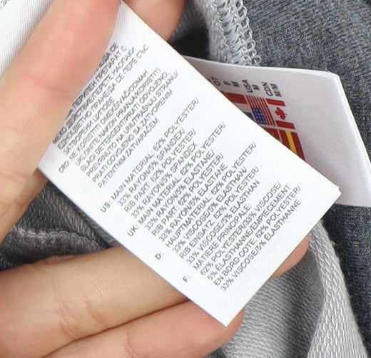 Brand and care label for Adidas Grey Full Zip Sweatshirt unisex m lightweight