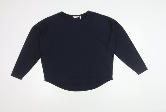 Additional front view of b.young Women's Blue Long Sleeve Crew Neck Top