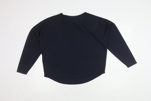 b.young Women's Blue Long Sleeve Crew Neck Top