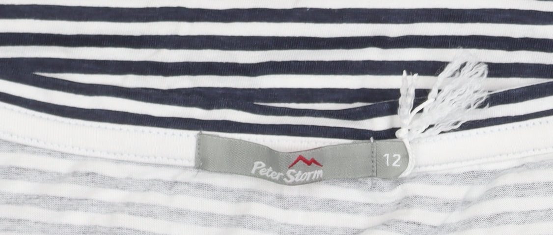 Peter Storm Women's Blue Striped T-Shirt Size 12