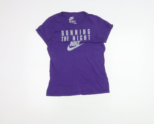 Additional front view of Nike unisex purple slim fit t-shirt m