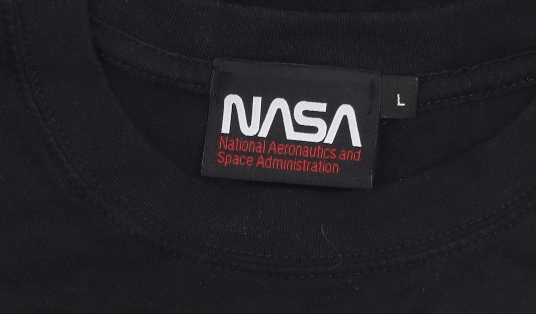 NASA Men's Black T-Shirt L Cotton Crew Neck Graphic