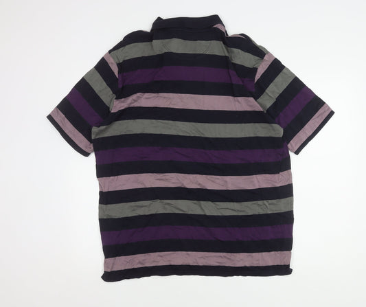 Marks & Spencer Men's Purple Striped Polo L