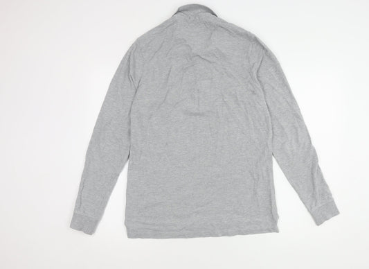 AllSaints Men's Grey Long Sleeve Polo Shirt Size S