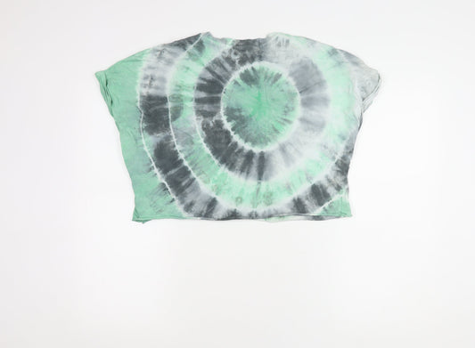 Bershka Women's Tie-Dye T-Shirt Green L