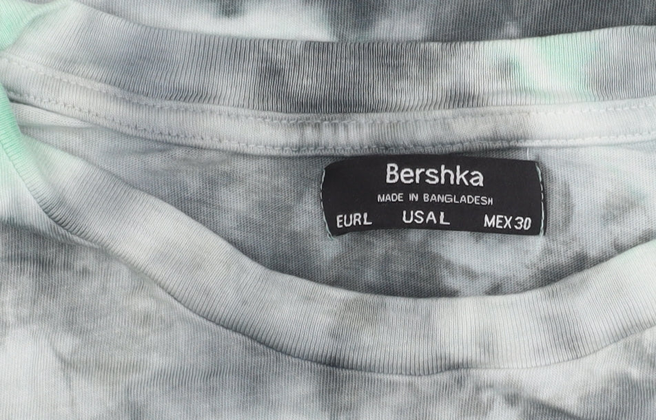 Bershka Women's Tie-Dye T-Shirt Green L