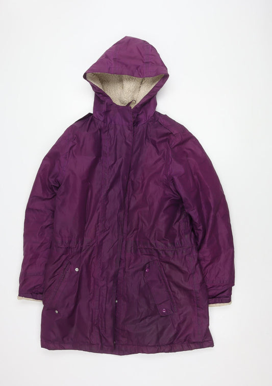Womens UK Size 12 Cotton Traders Purple Parka Coat