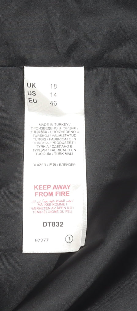 Capsule Women’s Black Blazer UK 18 Notch Lapel Long