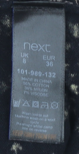 Next Women's Black Floral Dress, Size 8, 3/4 Sleeve Casual