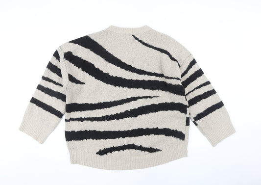 AX Paris Beige Animal Print Women's S Pullover Jumper