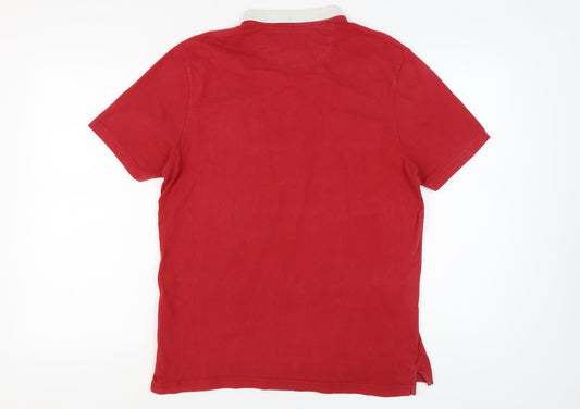 Farah Men's Red Polo Shirt L Cotton Short Sleeve