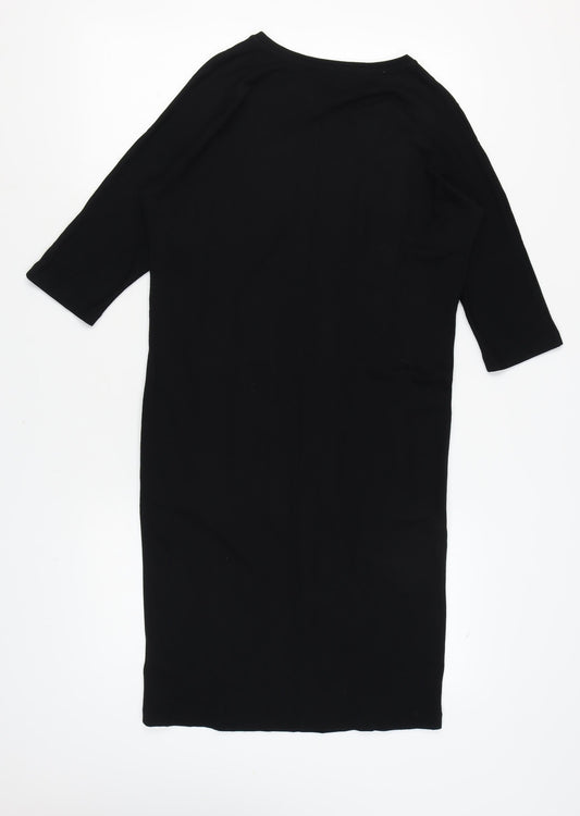 Jaeger Women's Black S Dress, 3/4 Sleeve, Round Neck