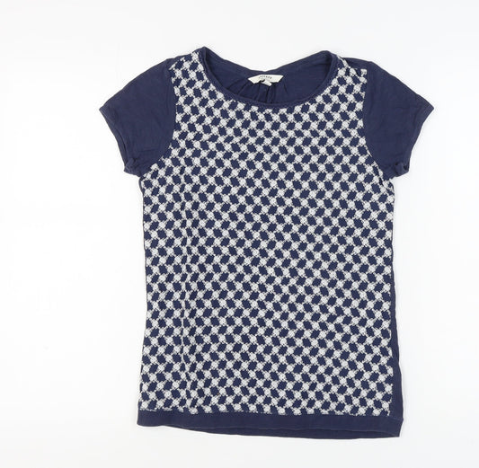 Womens UK Size 8 Fat Face Blue Basic T-Shirt