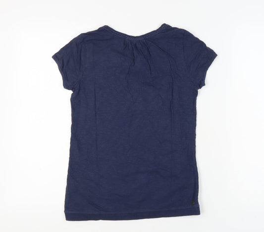 Womens UK Size 8 Fat Face Blue Basic T-Shirt