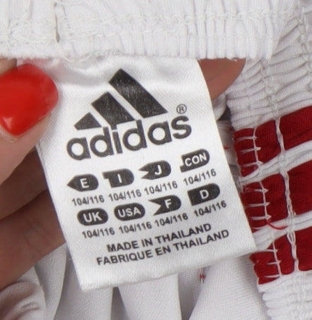 Adidas Boys White Football Athletic Shorts Size 6 Years