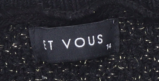 Et Vous Women's Black Cardigan, Size 14, Button Accent