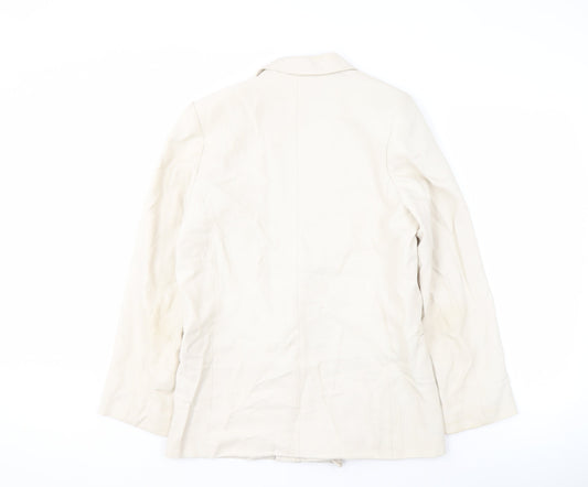 H&M Women's White Blazer, Size S, Double-Breasted
