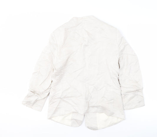 H&M Women's Ivory Suit Jacket Size 12 Linen Blend