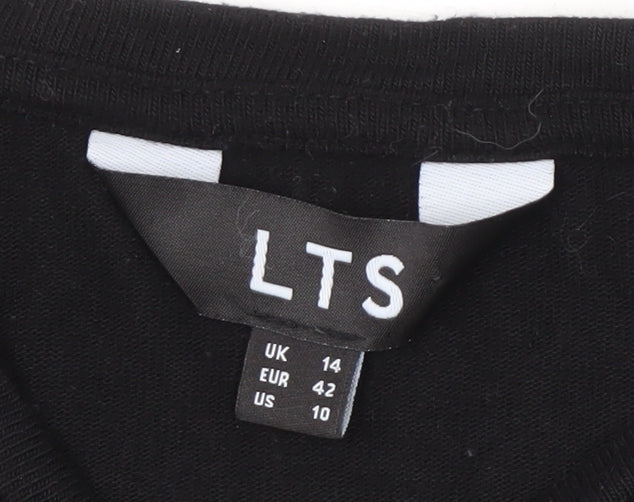 Womens UK Size 14 LTS Black Tunic Blouse