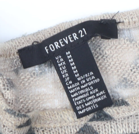 Forever 21 Women's Beige Geometric Pullover Jumper M