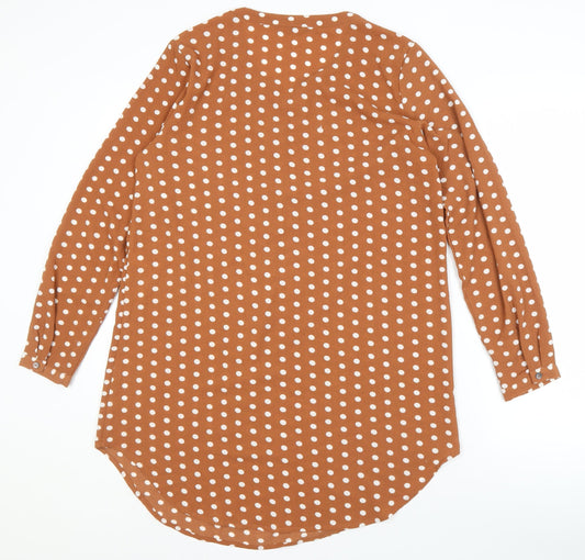 Womens UK Size 10 Only Brown Tunic Button-Up