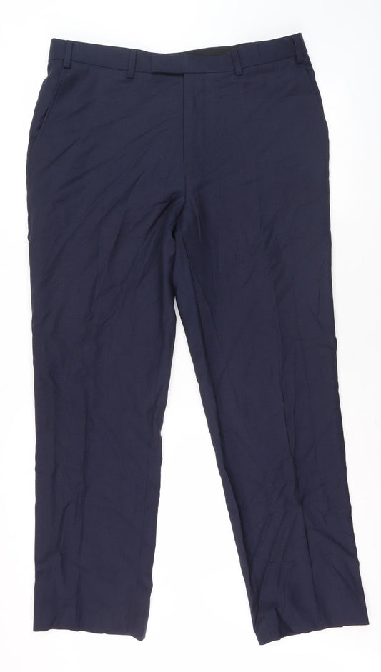 Mens UK Size 36S Austin Reed Dress Pants Blue Trousers