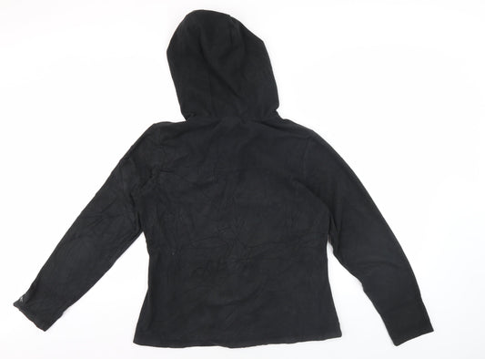 Polartec Women's Black Hooded Fleece Jacket Size 12