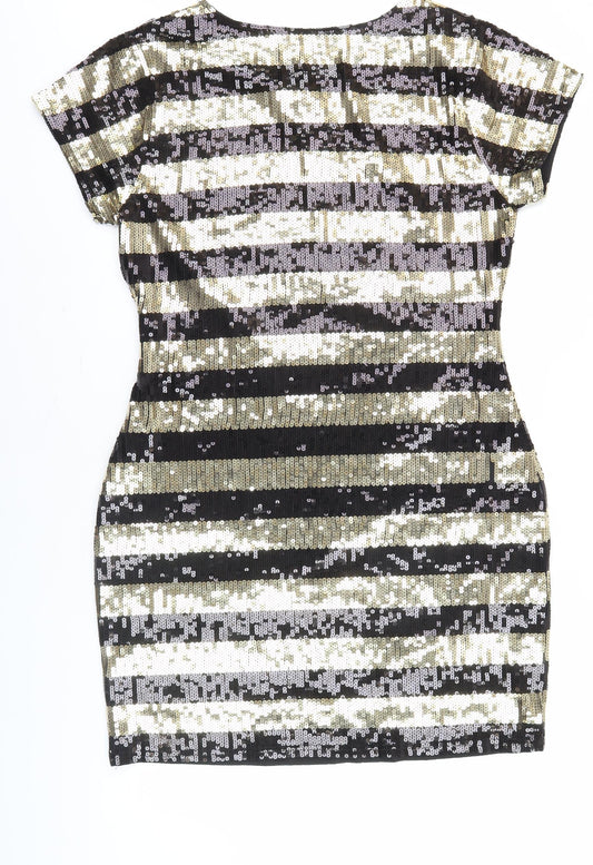 Apricot Women's Multicoloured Sequin Bodycon Dress Size 14