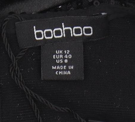 Boohoo Women's Black Sequin Bodysuit Size 12