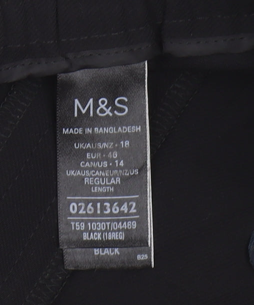 Womens UK Size 18 Marks and Spencer Regular Fit Black Trousers
