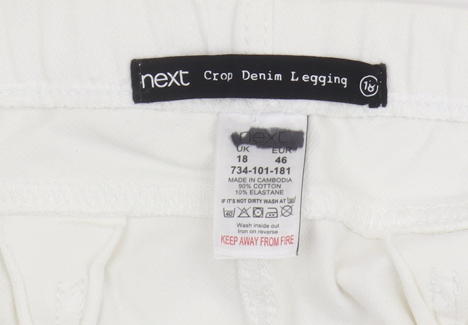 Next Women's White Jegging, Size 18, Ankle Zip Denim
