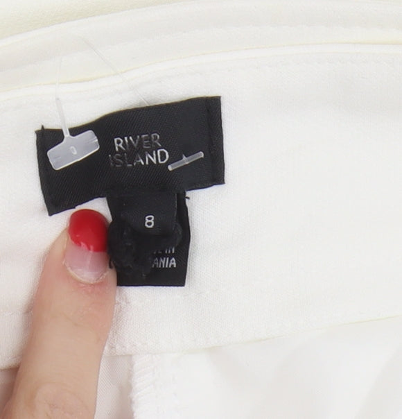 River Island Women's White Paperbag Shorts, Size 8
