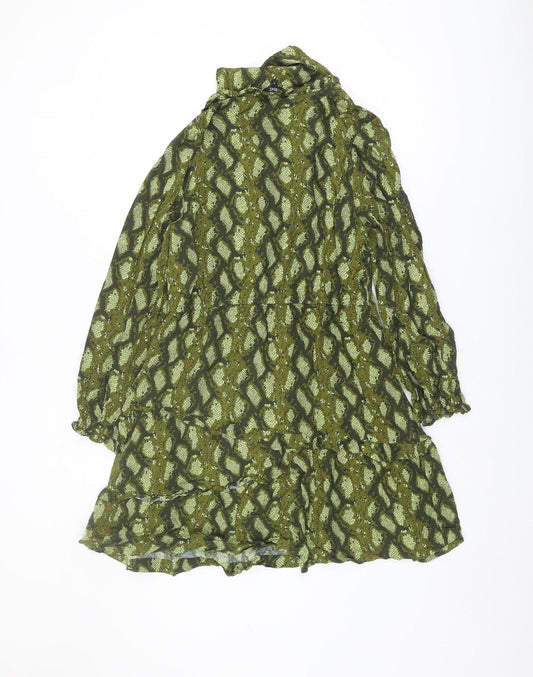 Next Women's Green Geometric Midi Shift Dress Size 14