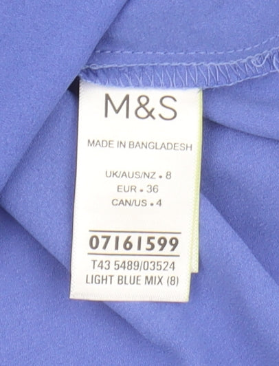Womens UK Size 8 Marks and Spencer Blue Basic Button-Up