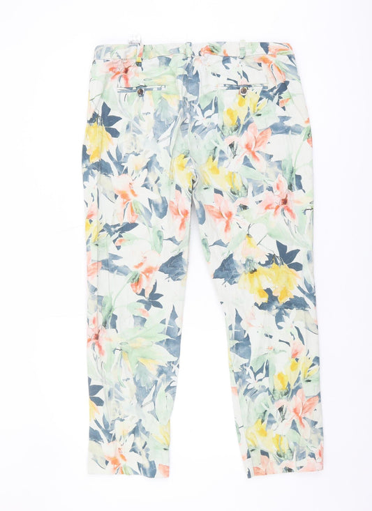 Zara Women's Multicoloured Floral Trousers Size 16