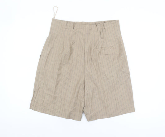 Topshop Women's Beige Pinstripe Pleated Shorts UK 12