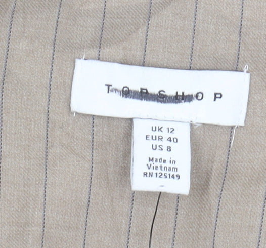 Topshop Women's Beige Pinstripe Pleated Shorts UK 12
