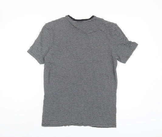 Marks and Spencer Men's Medium Black Striped T-Shirt