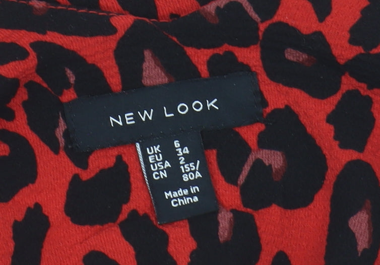 New Look Red Animal Print Camisole, Size 6
