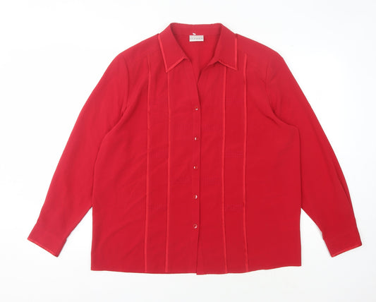 Womens UK Size 16 Alexon Red Basic Button-Up